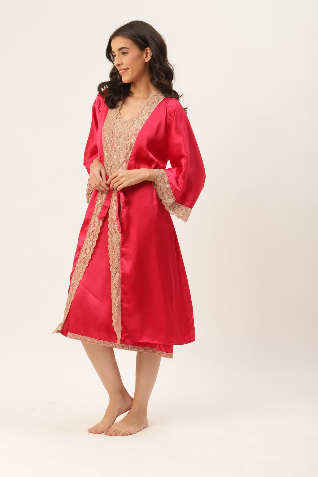 Rose Nightwear/nighty with satin