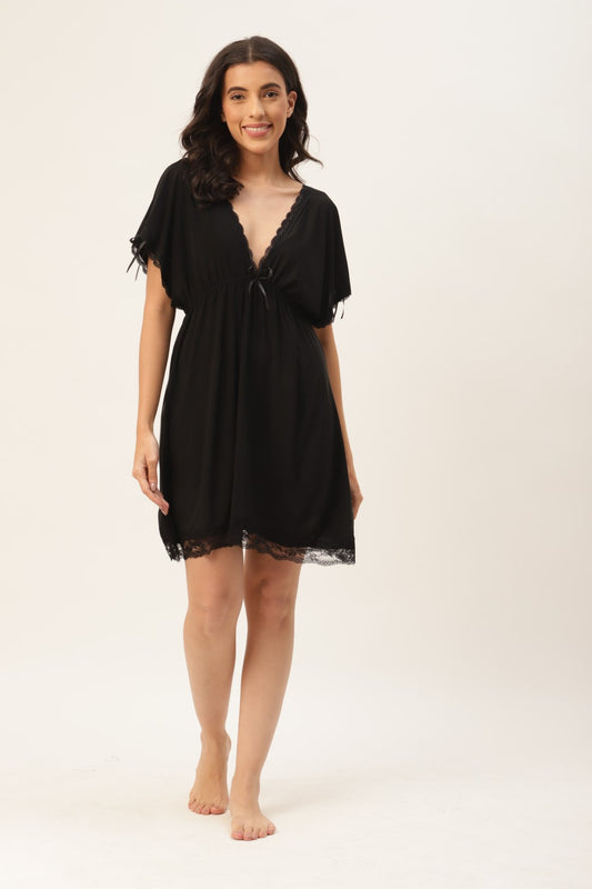 Black babydoll/Nighty with Icy Silk Satin